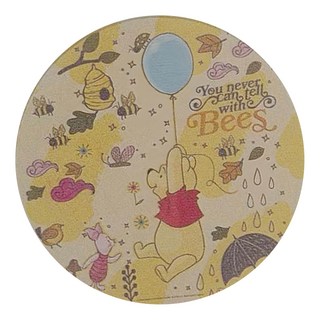 收納王妃 迪士尼彩繪杯墊 圓 2入, 維尼氣球 黃色, 2個