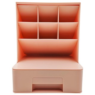 FAmILyLIFE 生活 多功能抽屜式筆筒化妝品收納盒 18 x 13.5 x 24cm, 文雅粉, 1個