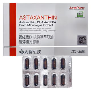 大醫生技 蝦紅素DHA微藻萃取油腸溶複方膠囊, 30顆, 0.6g, 1盒