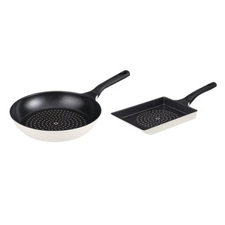 comet 鍋具2件組, 28 公分平底鍋 + 24 公分玉子燒鍋, 白色, 1組