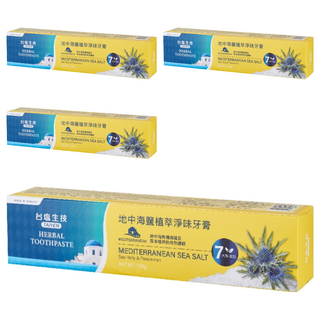 TAIYEN 台塩生技 地中海鹽植萃淨味牙膏, 7大無添加, 草本淨新口氣, 150g, 4條