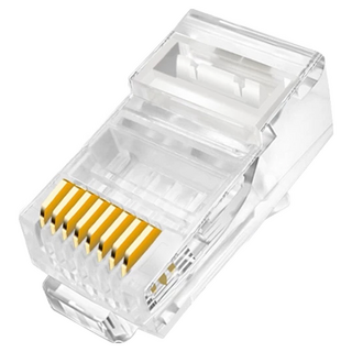 Neon 台灣霓虹 Cat.6 穿透式三叉網路水晶接頭 RJ45 鍍金芯片 50個, 21mm, 透明色, 1組