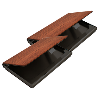 上手家居 木質金屬名片夾2件組，9.5 x 6 x 2cm，巴花木黑底，質感名片收納, 1組