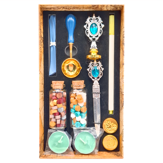 京都良品 哈利波特系列歐式地球火漆印禮盒 11件組, 寶藍色, 火漆印章套裝, 1組