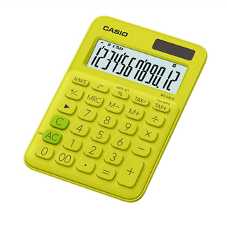 CASIO 卡西歐 12位元繽紛馬卡龍色系便利型計算機 MS-20UC-YG 144.5 x 10 x 2cm 110g, 芥末黃, 1個