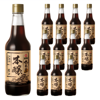 KIKKOMAN 龜甲萬 丸大豆本釀醬油, 使用非基因改造完整大豆釀造, 簡單配方, 不添加甜味劑, 不添加防腐劑, 焦糖色素, 500ml, 12瓶