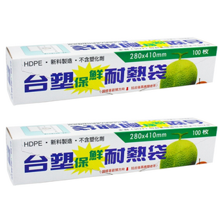 台塑保鮮耐熱袋 台灣製造 耐冷-30°C 耐熱110°C HDPE新料製造, 28 x 41cm, 100張, 2盒
