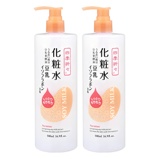 四季應時 豆乳美肌水潤化粧水 柔嫩光澤 深層補水 弱酸配方 溫和低刺激, 500ml, 2瓶