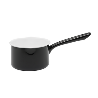 TSUKI-USAGI 月兔印 日製單柄片手琺瑯牛奶鍋, 14cm, 時尚黑, 1個
