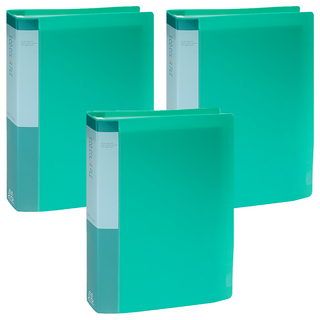 ECO Chungwoon PP 彩色半透明資料夾, A4, 20頁, 綠色, 3本
