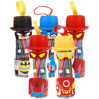 KYi&D 英雄造型收納盒12色簽字筆組, 混合顏色, 60支