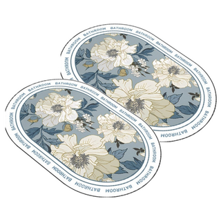 葉子小舖 吸水腳踏墊 浴室防滑墊, 60 x 40cm, 印花 精緻百合, 2個