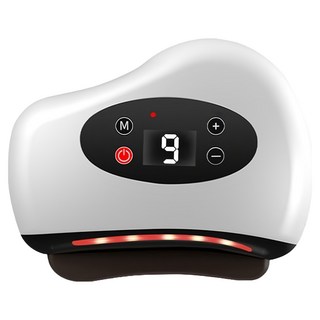 砭石電動智能刮痧板 9檔震動 紅砭石底板 9.5x2.5cm, 白色