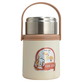 316不鏽鋼燜燒杯 附不鏽鋼湯匙, 顏色隨機, 1個, 1.1L