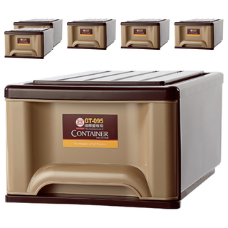 KEYWAY 聯府 抽屜整理箱 20L, 咖啡色, 6個