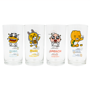 KAKAO FRIENDS 角色啤酒杯4件組 玻璃材質, 1組