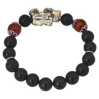 Selene 聚財擋煞黑彩曜貔貅手珠, 銀色, 1條