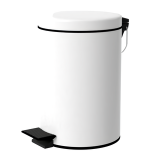 TRENY 加厚 緩降 不鏽鋼垃圾桶, 白色