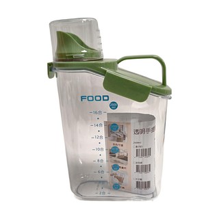 透明手提密封罐 2800mL PS+PP+矽膠材質, 淺草綠, 31 x 22 x 12cm, 1個