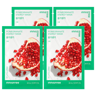 INNISFREE 我的真萃能量面膜 紅石榴款, 滋潤保濕，賦予肌膚透亮活力, 1入, 4片