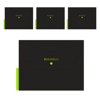 ECO Chungwoon A4 3層風琴式文件夾, 黑色, 4個