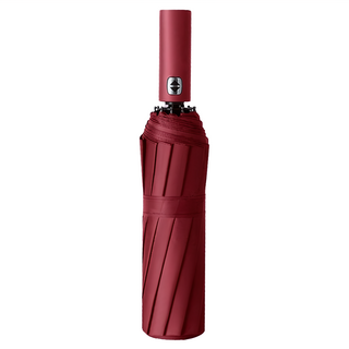 雨傘 24骨 自動 一秒快速開合, 雙骨抗風暴 108公分加大直徑, 酒紅色