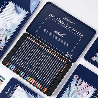 giorgione 創意無限專業級高顯色乾濕兩用三角原木水性可渲染多層次繪畫色鉛筆, 24色, 1盒