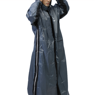 JUMP 將門 雙側開背包款反光防水風雨衣 專利內斜拉設計 褲襠不滲水 隱藏收納雨帽設計 高係數反光條 雙重保護 加寬擋水片, 灰色, 4XL