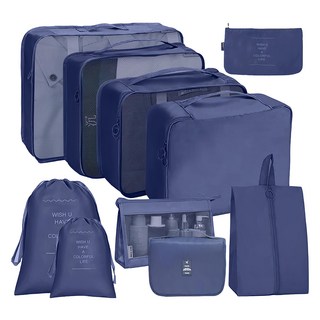 小麥購物 旅行防水衣物收納袋10件組, 1組, 藏青色