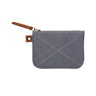 Now Designs 條紋手拿包 100%棉 素食皮革, 28 x 18.7 x 1cm, 藍白色