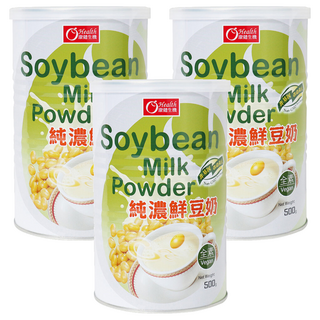 康健生機 純濃鮮豆奶, 即沖即飲, 無添加蔗糖, 500g, 3罐