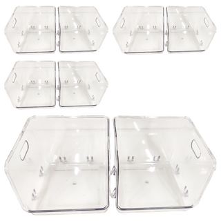 沐慕家居 雙層桌上收納盒 小 19X14X13cm, 透明, 4個