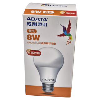 ADATA 威剛 高效能LED燈泡 8W, 黃光, 1個