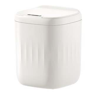 H&K 家居 無色調充電式感應垃圾桶 14L 冰雹白，感應開蓋、USB充電、靜音緩降, 1層