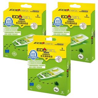 ECOGEL 易克捷 除蟻盒，新鮮濕潤藥劑，含苦味劑防誤食，盒裝設計保新鮮, 15g, 3盒