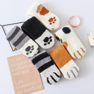 超Q保暖珊瑚絨貓爪襪6雙組 (柔軟舒適), Multi-color, 25 x 15 x 1cm