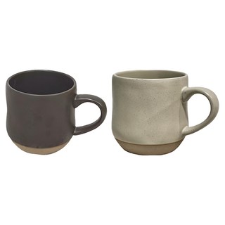 Just Home 圓潤手感砌植陶瓷馬克杯組 500ml, 白色 + 墨黑, 2個