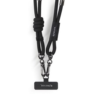 RONEVER 手機編織掛繩 PD037, 黒色, 1條