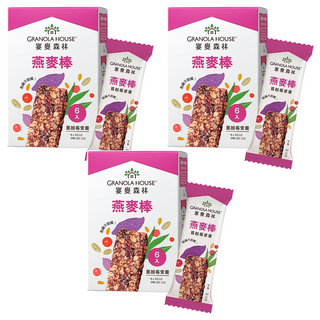 GRANOLA HOUSE 宴麥森林 燕麥棒 紫薯蔓越莓 Set 6, 含膳食纖維, 方便攜帶, 192g, 3盒