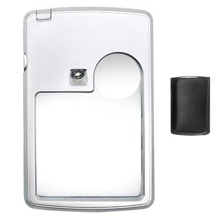 AHOYE 超薄LED燈卡片放大鏡 3~6倍 附精美皮套,輕巧便攜，內置LED燈, 1個, 單一商品