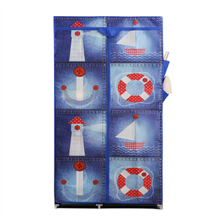 Cotton Field 棉花田傢飾 凱文簡易組裝防塵衣櫥 88x45cm 聚酯纖維+鐵管 全新PP塑料接管, 海洋