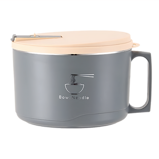 可瀝水不鏽鋼泡麵碗, 1700ml, 附瀝水口, 防滑手柄, 太空灰, 1個