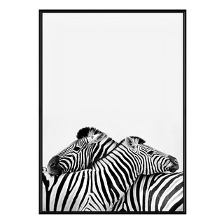 斑馬I 掛畫，黑白色斑馬圖案, 59.4 x 42cm, 黑色