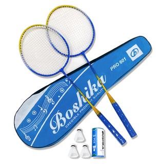 搏仕卡 羽毛球拍 2支 + 羽毛球 3顆 + 球拍袋 套組 PRO601, 1組, PRO 601(藍色)