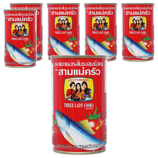 THREE LADY COOKS 番茄鯖魚罐頭 沙丁魚配番茄醬, 155g, 6罐