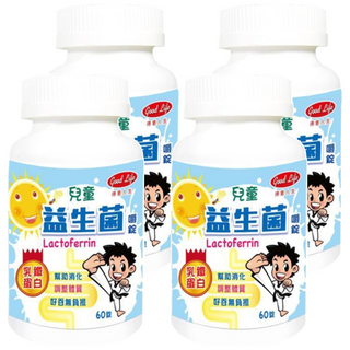 good Life 得意人生 兒童益生菌嚼錠 含乳鐵蛋白, 60顆, 800mg, 4罐