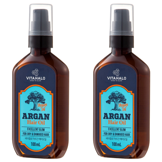 VITAHALO 摩洛哥堅果護髮精油，適用於乾燥和受損髮質，提供光澤，100ml, 2瓶