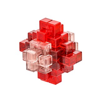 YouRPUZZLE 孔明鎖-二十四鎖-硃砂 L2734，益智玩具，訓練空間思維，精美居家擺飾, 1入