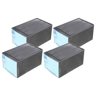 KEYWAY 聯府 馬卡龍抽屜整理箱, 黑色, 4個