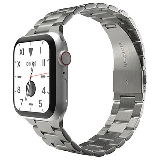 SINJIMORU 三重設計不鏽鋼Jubilee智能手錶錶帶, 銀色, 1個